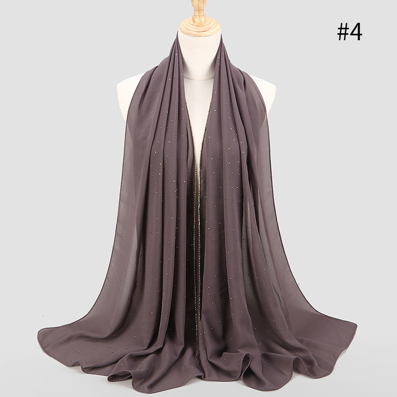 75*180 cm zomer moslim chiffon hijab sjaal kralen hoofddoek islamitische lange hoofd sjaals foulard femme musulman: 4