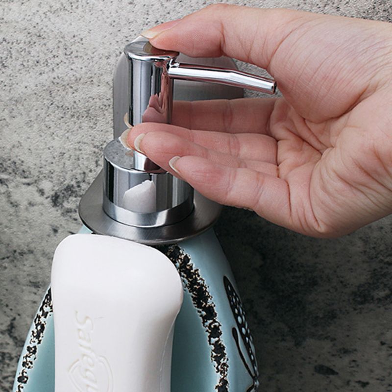 Stainless Steel Wall Mount Soap Shower Gel Dispenser Bottle Holder Hook Hanging Hanger Rack Bathroom Kitchen Organizer No Drill
