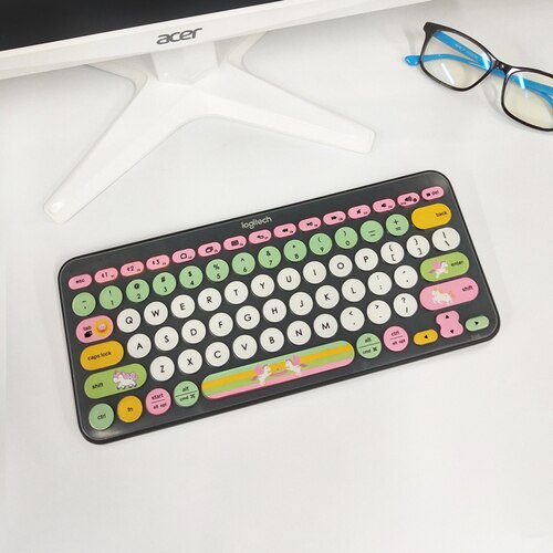 Tastatur Abdeckung für Logitech K380 Drahtlose Bluetooth Tastatur Silikon Wasserdichte Tastatur Aufkleber Geschmack Vollständige Abdeckung Film: Typ7