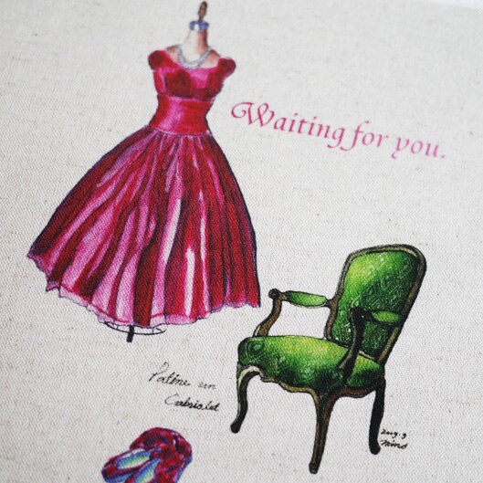 Tela de algodón y lino impresa a mano pintura decorativa pintada a mano alfombra de comedor cubierta de cuaderno-esperando por ti