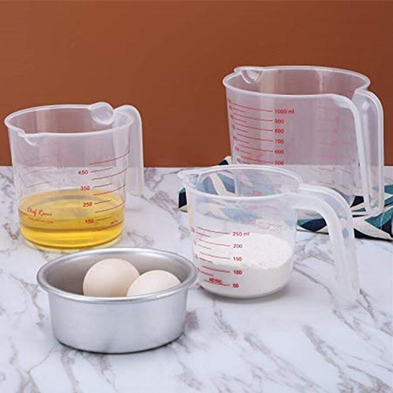 3 Stks/set Maatbeker Gereedschap Container Transparante Keuken Bakken Koffie Keuken Gadgets Accessoires Cups 250 Ml/500 Ml/1000 Ml