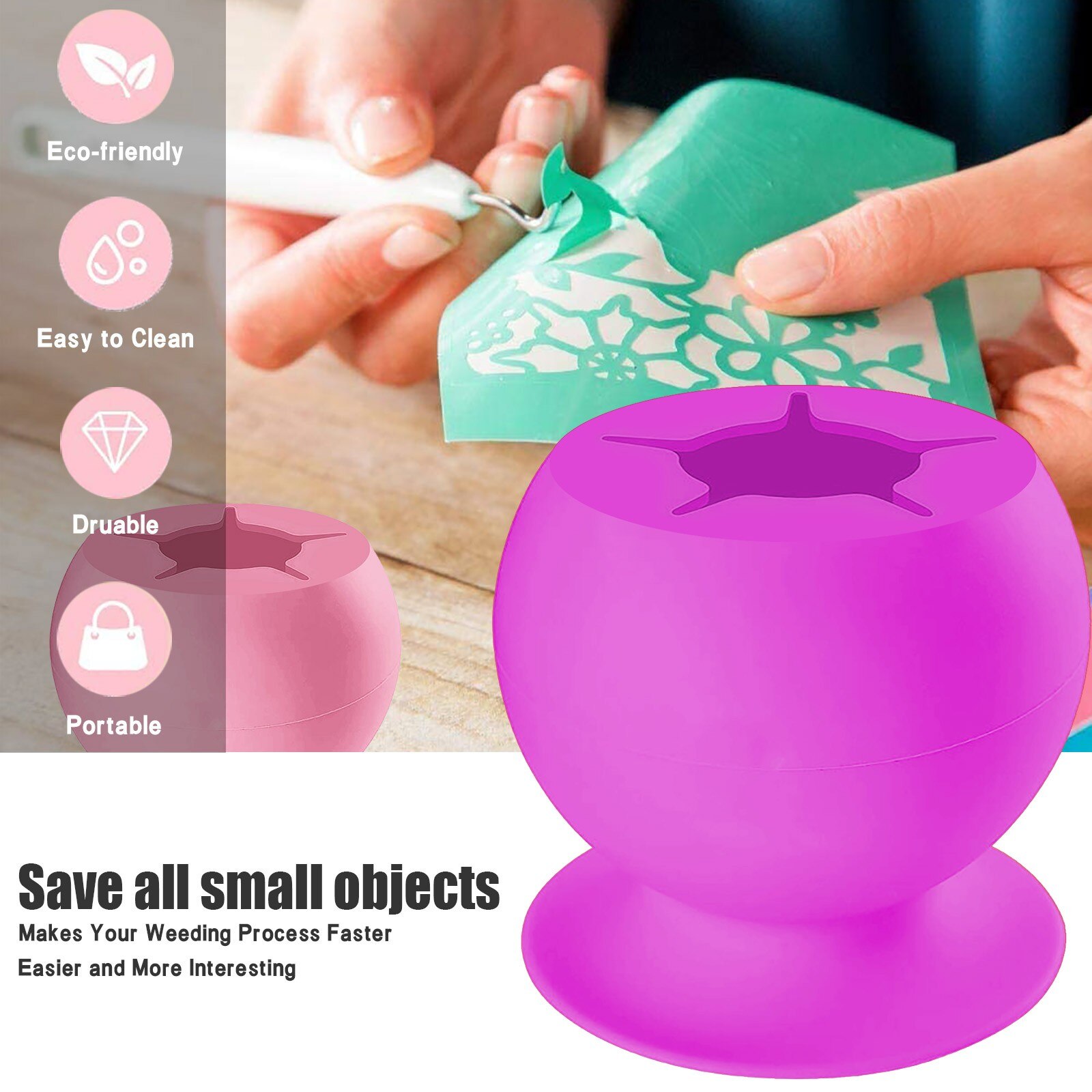 2PC Handicraft Waste Collector Suctioned Vinyl Weeding Scrap Storage Collector Craft Weeding Tool DIY Handicraft Storage Box