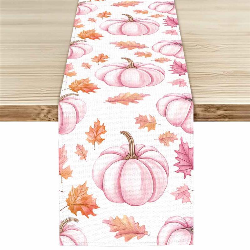 Thanksgiving pompoenen herfstbladeren polyester tafellopers bruiloft decoratie duurzame keuken eettafel lopers feestartikelen: Marineblauw