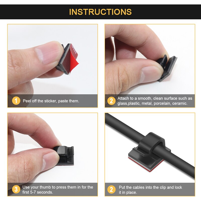 20pcs Wire Cable Management Organizer Desktop Cable Cord Clips Mouse Headphone Holder Data Telephone Line Cable Winder Tidy