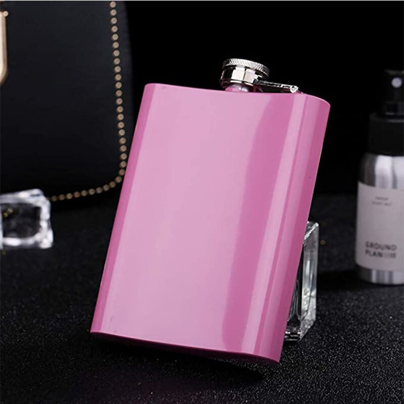 Mini Hip Flask 8oz Pink Alcohol Flask Stainless Steel Bachelorette Party Wedding for Bridesmaids