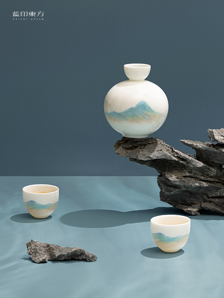 Ceramic wine pot household ancient Chinese style liquor distributor white wine set wineware box