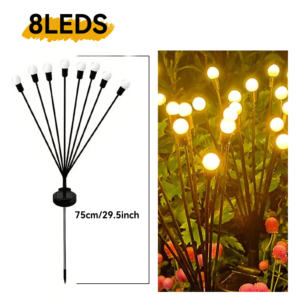 1pc stk . 6/8/10 led-pakke med solcelledrevne ildfluelys, opgraderede solcelledrevne havelys, vandtætte solcelledrevne svajende landskabslys: Rød