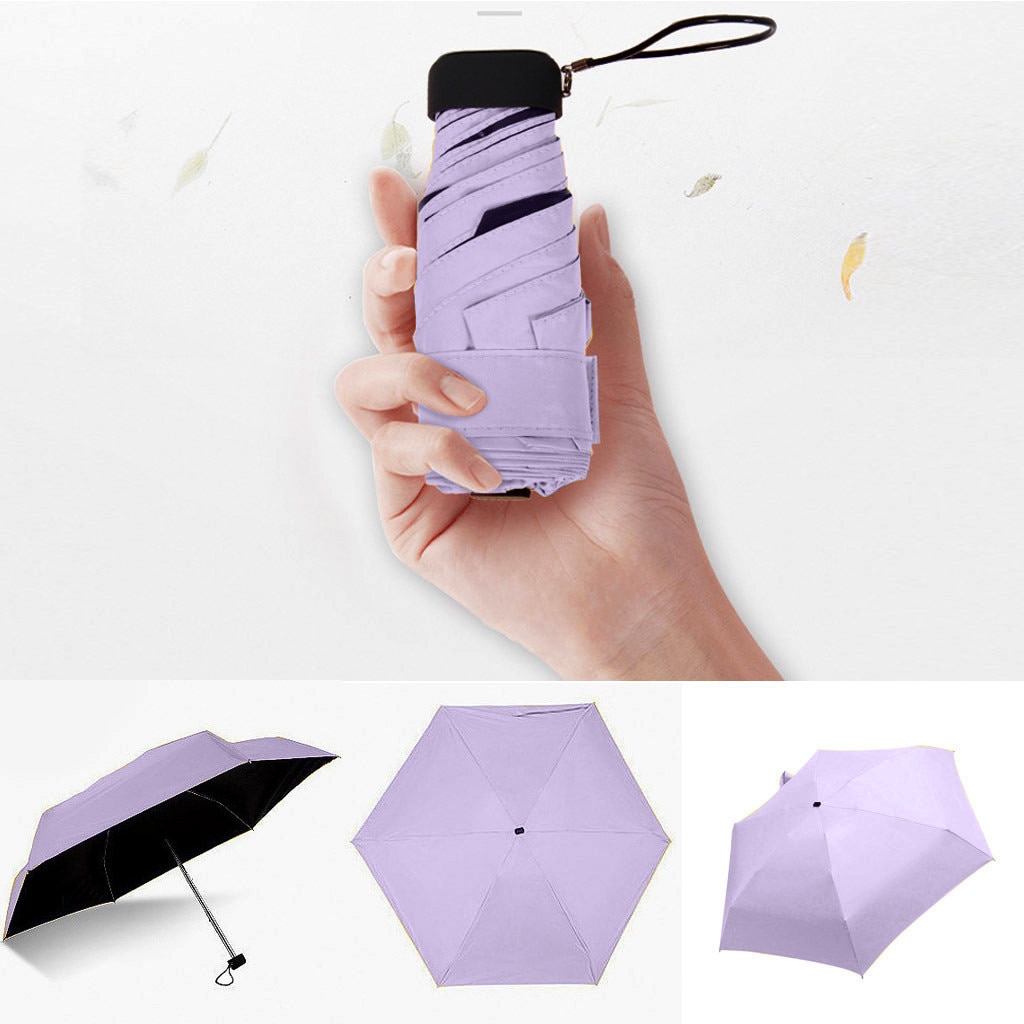 4 # Platte Lichtgewicht Parasol Vouwen Zon Paraplu Mini Paraplu Zon Handig Voor Reizen Ultra Lichtgewicht Opvouwbare Paraplu