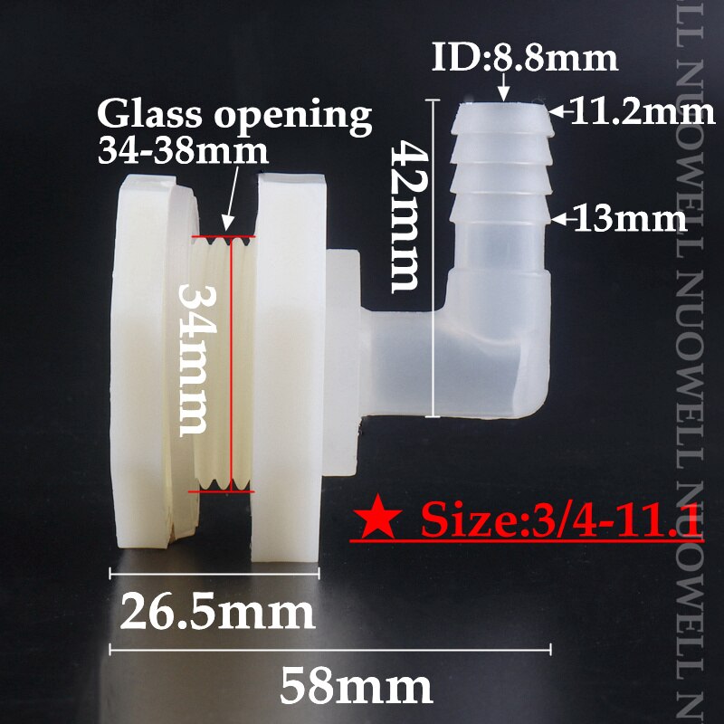 3Pcs G3/4" Aquarium Inlet Water Drain Joint Fish Tank Hose Connector Pagoda Elbow Seafood Pool Water Bucket Drain Accessories: 3l4-11.1