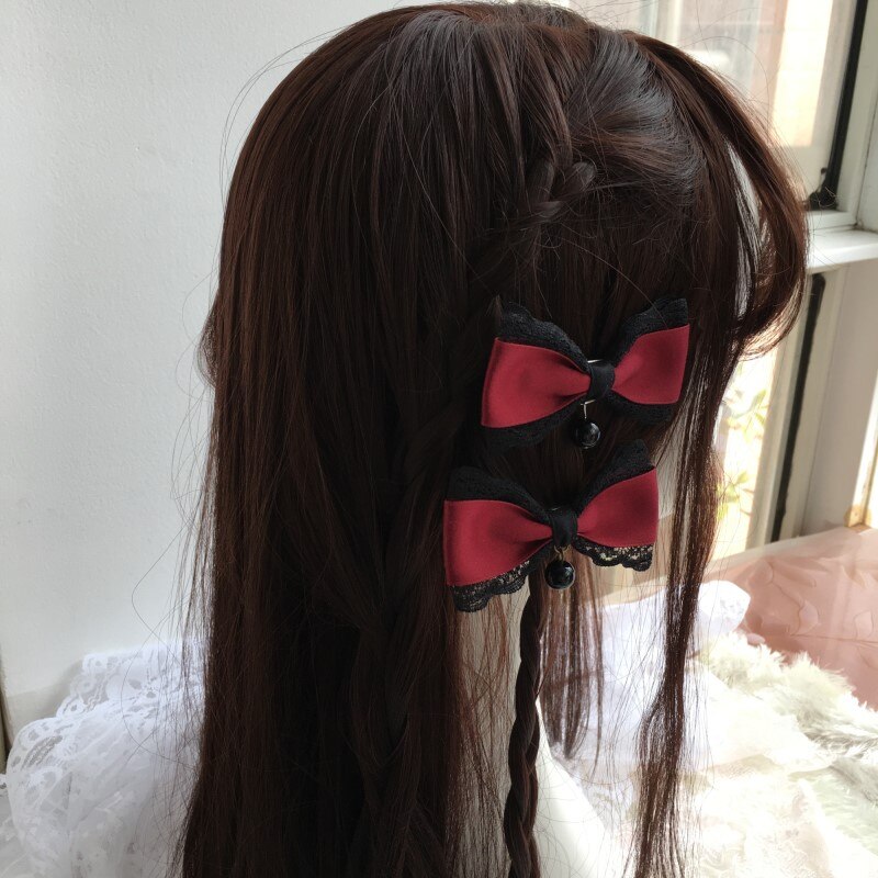 Clip à cheveux Lolita Original, rouge foncé, noir, coiffure gothique KC, petite pince à cheveux, Lolita