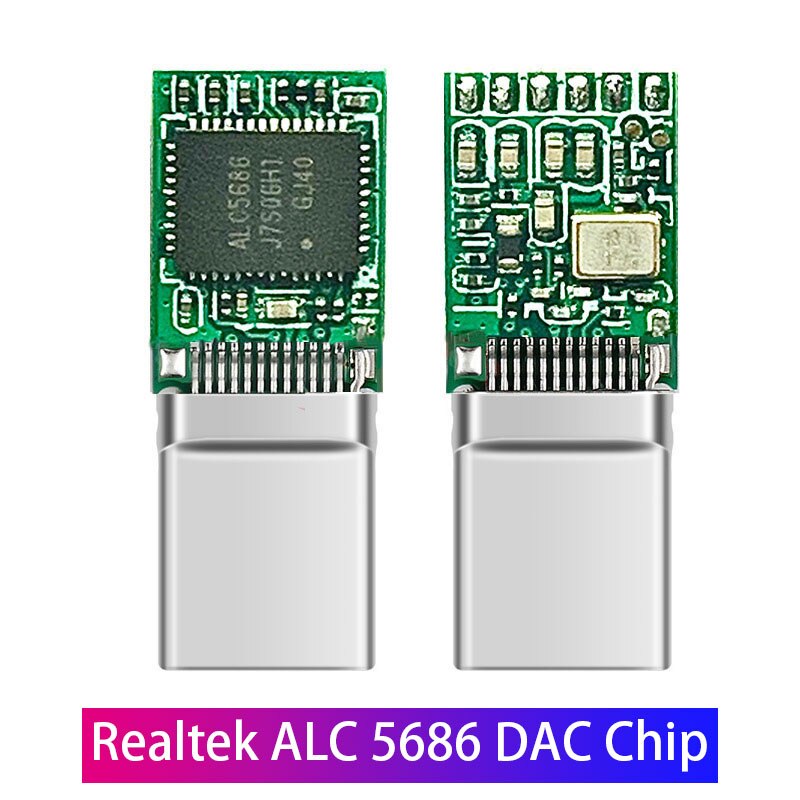 Realtek ALC5686 USB Type C DAC HiFi Digital Headphone Amplifier Amp 3.5mm Output SNR 125dB PCM 32b/384kHz For Android Windows