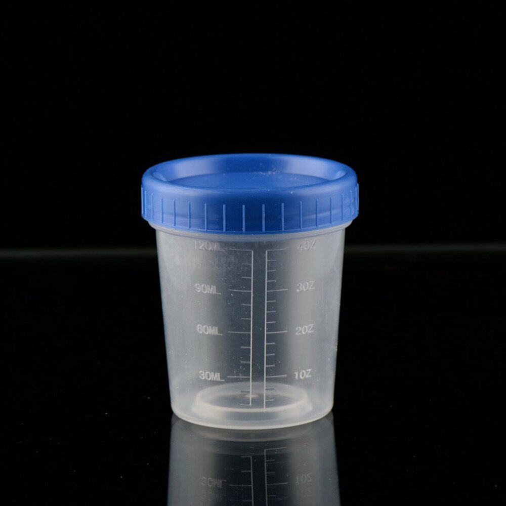 25pcs 120ml Disposable Measuring Cups with Lid Transparent Specimen Cup