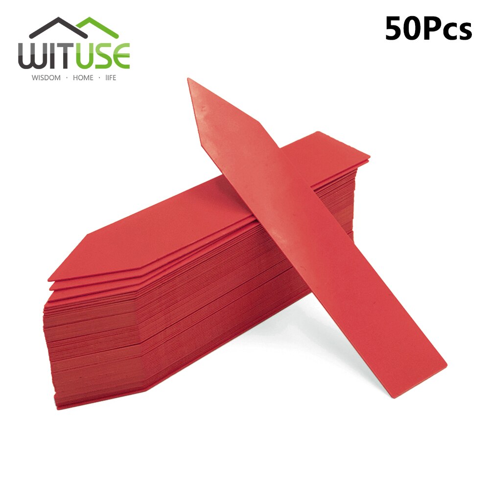 Etiquetas impermeables para vivero, tipo T, cinta de 3 tipos de plástico, para flores y plantas gruesas, bandeja, Mark para herramientas de jardín, 50/100 Uds.: Stick Red