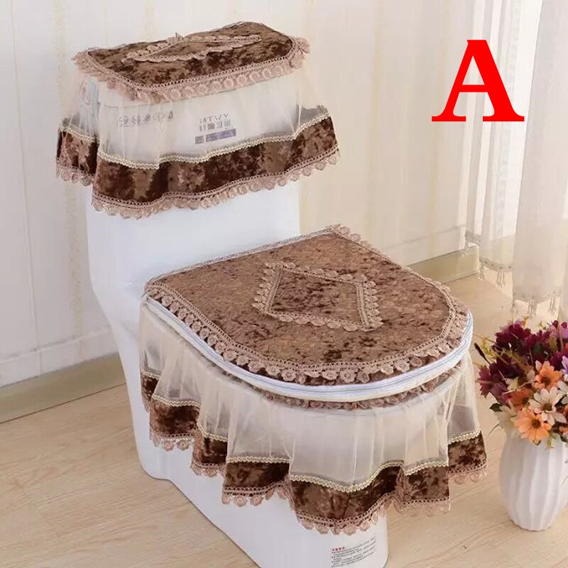 3 Teile/satz Gold Samt Spitze Wc Sitz Abdeckung einstellen Toiletten U-Förmigen Mantel Hause Badezimmer Toiletten matt Panzer Abdeckung wc Abdeckung setzt: 01