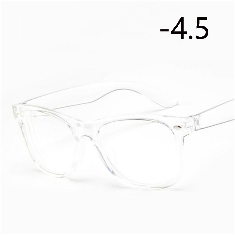-1 -1.5 -2 -2.5 TO -6.0 Square Finished Nearsighted Glasses Women Men Transparent White Frames Short-sighted Eyeglasses Diopter: Myopia 450 (-4.5)