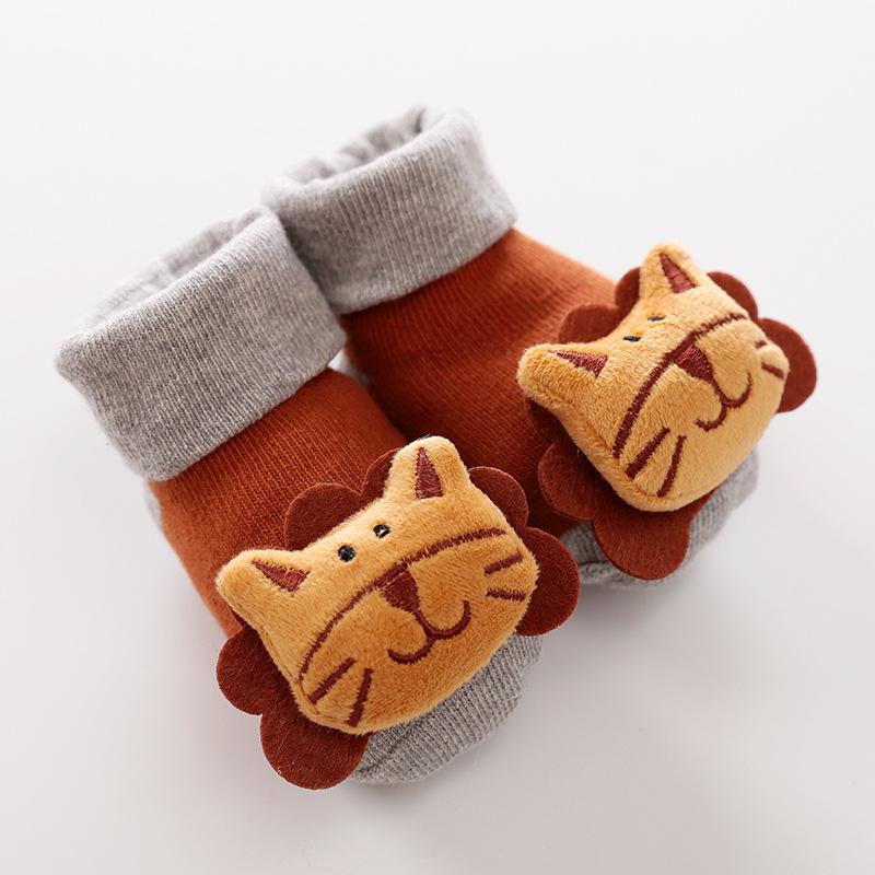 6 färger söt tecknad nyfödda barn casual halkfria strumpor bebis flicka pojkar halkskydd sockor klockor toffelstövel småbarnsstrumpor: 05 / 12m