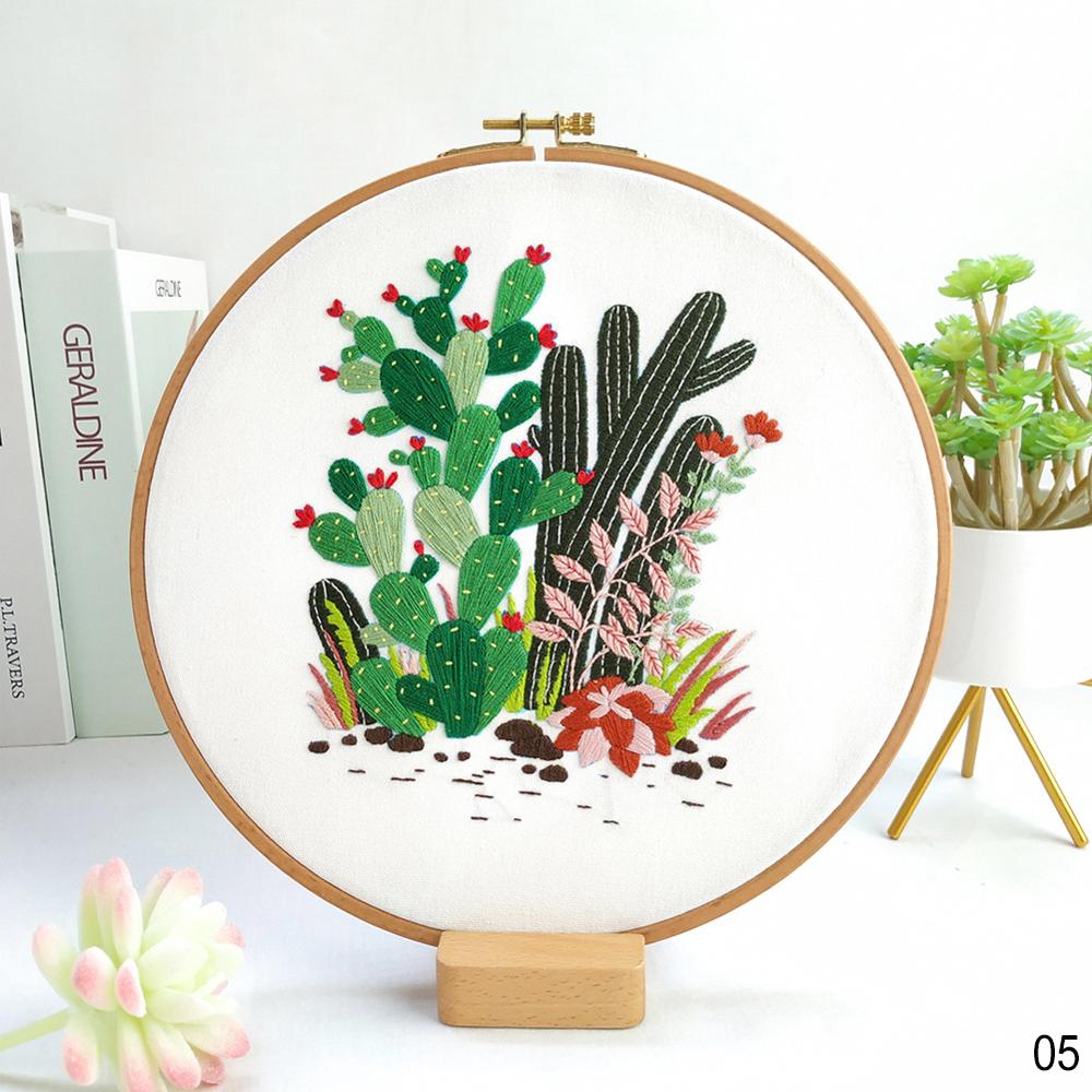 Cotton Cross Stitch Embroidery Kit DIY Cactus Heart Love Flowers Embroidery Kit Handcraft Painting Embroidery Hoop Home Decor: 05