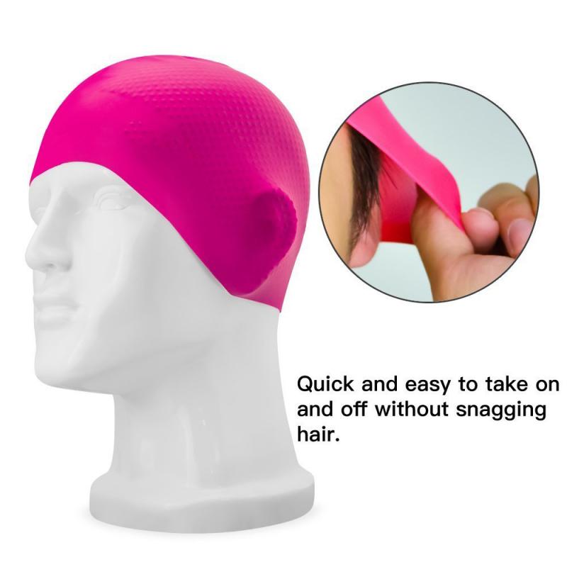 Unisex Elastic Swimming Pool Hat Silicone Swim Cap Swimwear Flexible Durable Waterproof Swimming Shower Hat Tools Fit All TSLM1