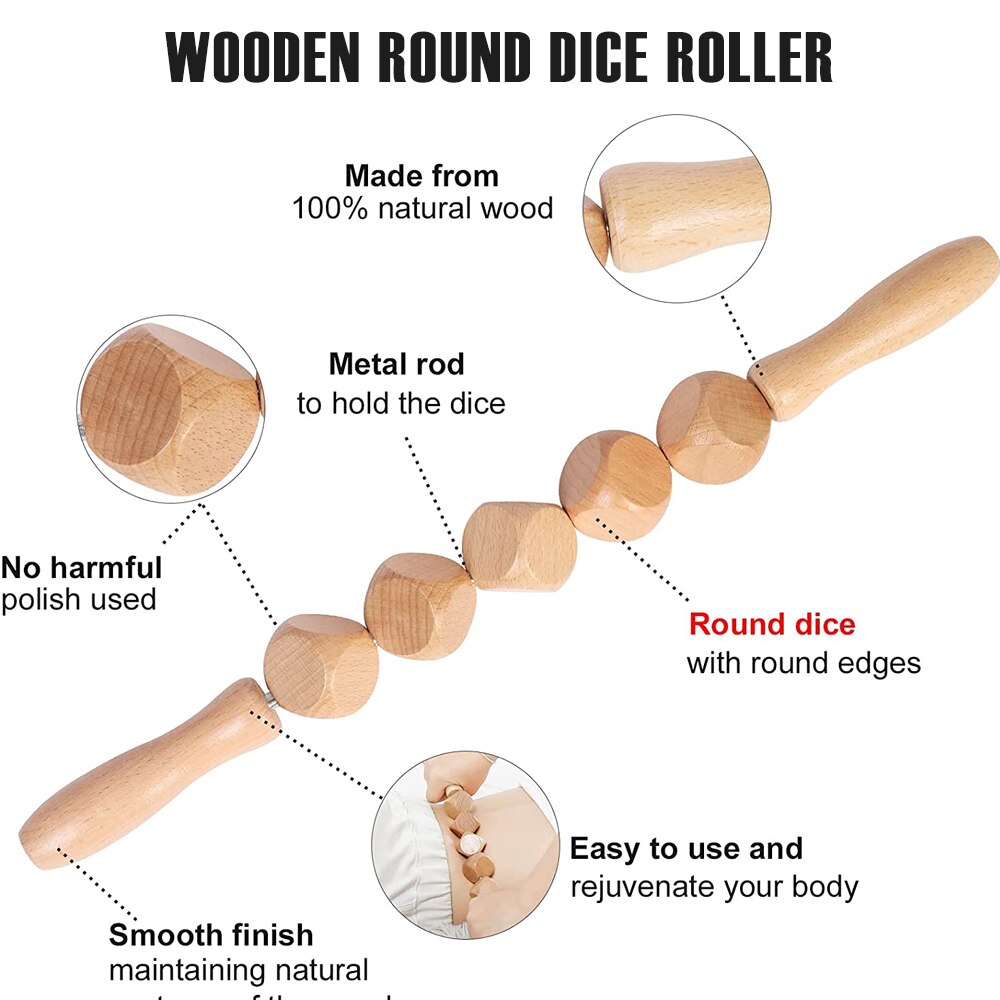 Handheld Wood Roller kijek do masażu drewniany masażer brzucha do uda Butt noga do masażu mięśni Release Anti Cellulite