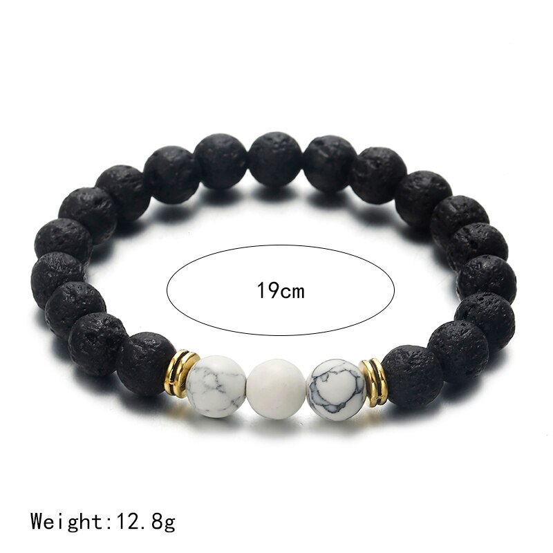 Charme Natürliche Stein Männer Frauen Armbinde Kreuz Schwarz Lava matt Perlen Armbänder Handgemachte Gebet Fitness Kette Paar Schmuck