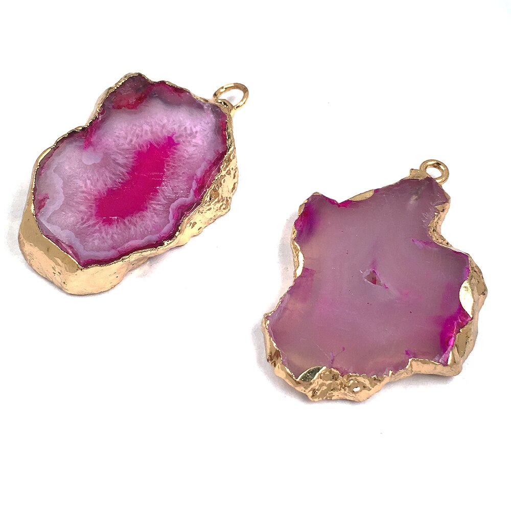 LE CIELO 1PC Naturale di Pietra di Vendita Caldo Alla Moda Agate Pendenti Con Gemme E Perle Del Pendente Della Collana per Monili Che Fanno FAI DA TE Collana: Rose Red