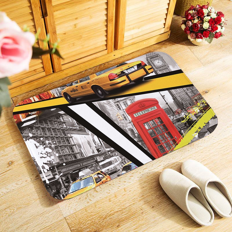 Retro london mobiltelefonboks 40 x 60cm udendørs entré dørmåtte lille område tæppe til soveværelse køkken gang dørmåtte skridsikre dørmåtte: Mu 130