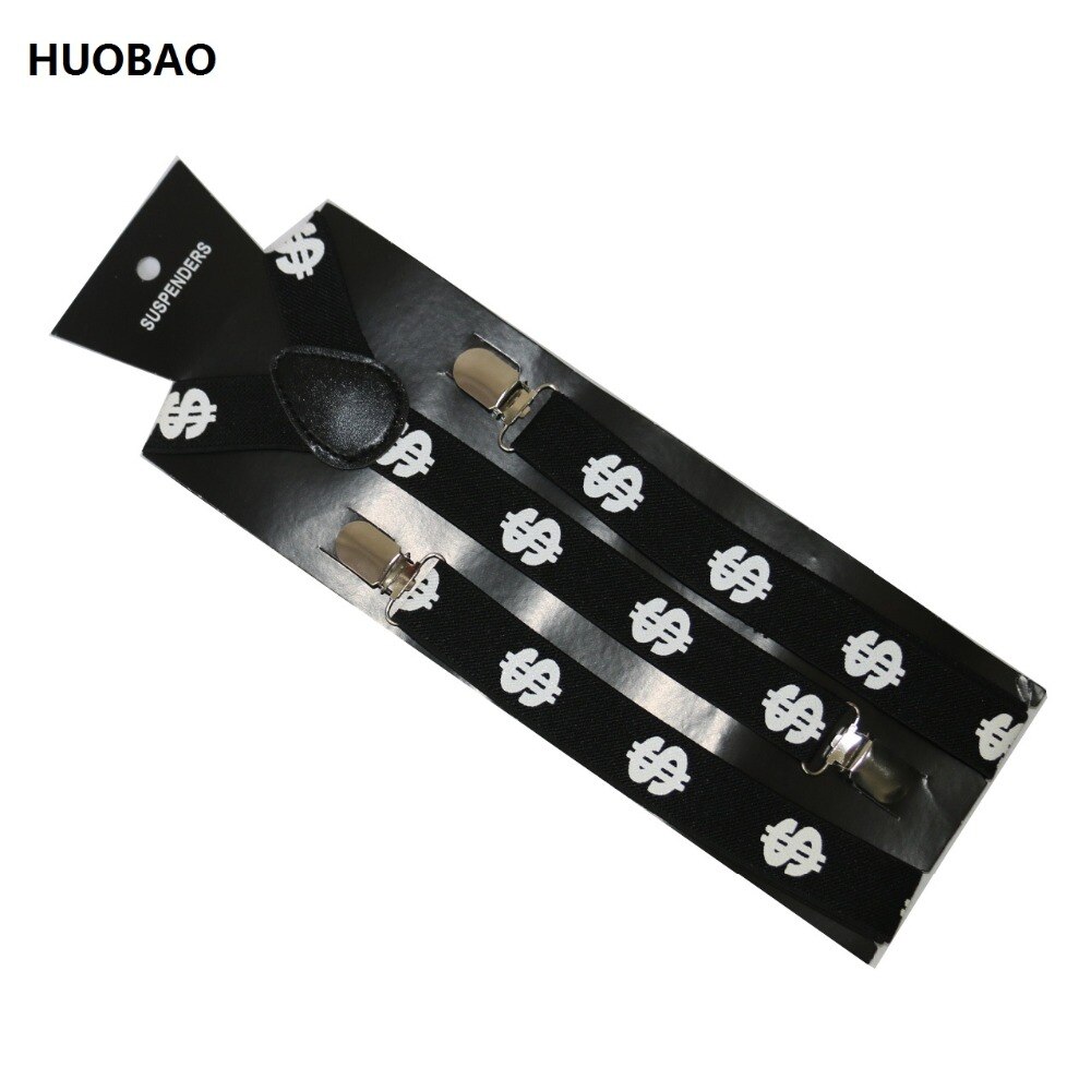 Adjustable Clip On Dollar Sign Print Suspenders And Braces For Women: Default Title