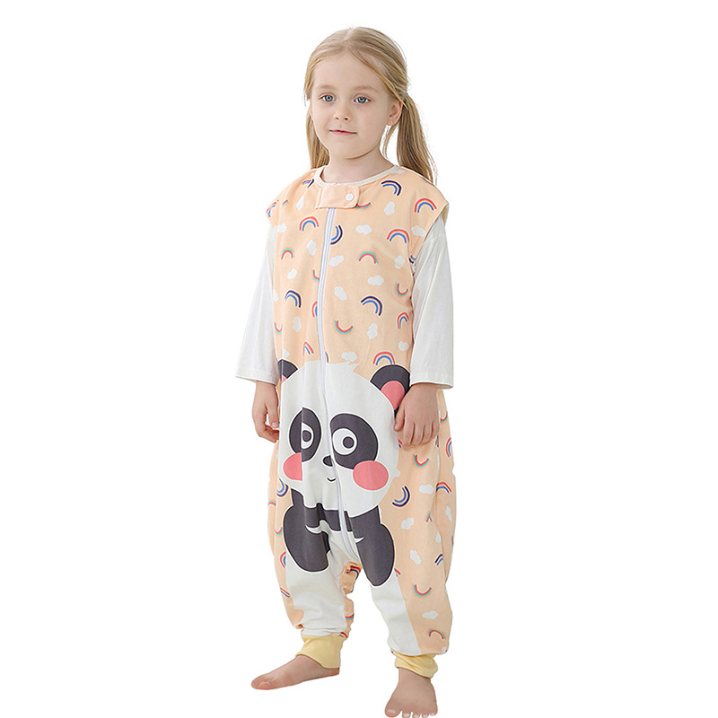 Camisola de flanela para bebês, roupa de dormir de desenho animado para meninas e meninos, macacão quente: Beige panda / L