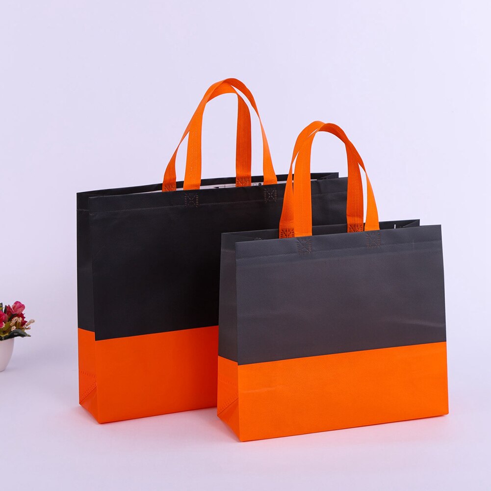 Non-woven Fabric Reusable Shopping Bags Large Foldable Tote Grocery Bag Travel Eco Friendly Bag Bolsa Reutilizable: Orange / L