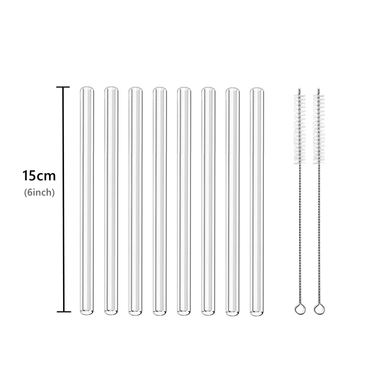 8 stk 15cm korte glas sugerør miljøvenlige genanvendelige sugerør 6 tommer mini cocktail sugerør til bar drinkware øl milkshakes: 8 stk 15cm lige