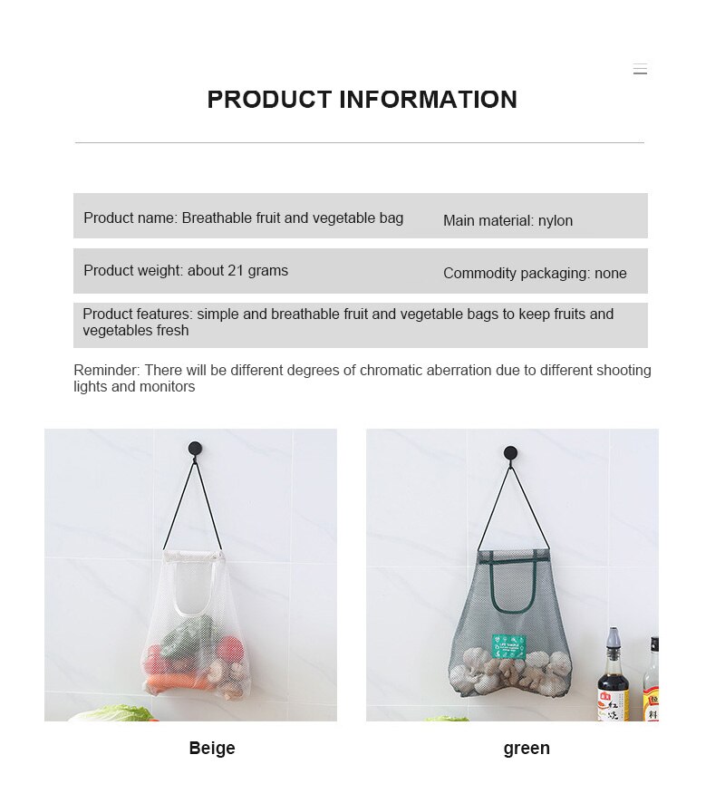 Vegetable Fruits Storage Bag Portable Reusable Grocery Bags Eco-Friendly Net Bag Onion Storage Reusable Kitchen Storage