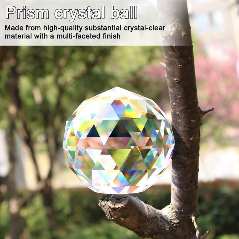 Klar skåret krystal solfangerkugle prismer glas kugle facetteret stirrende kuglekrystaller til vindues solfangere 80mm / 3.15in