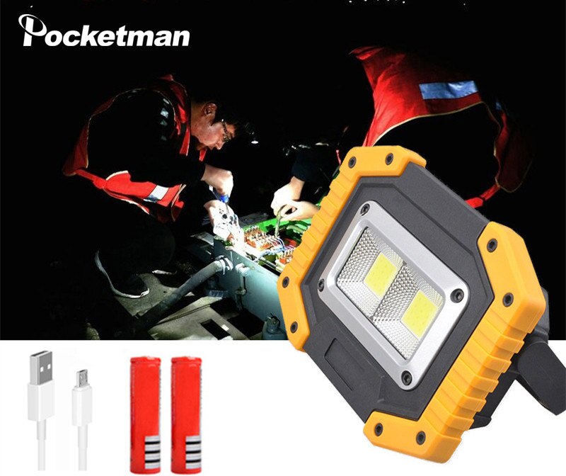 Portable LED work light Rechargeable COB work lamp waterproof LED flood light with bracket suitable for outdoor Car Repair