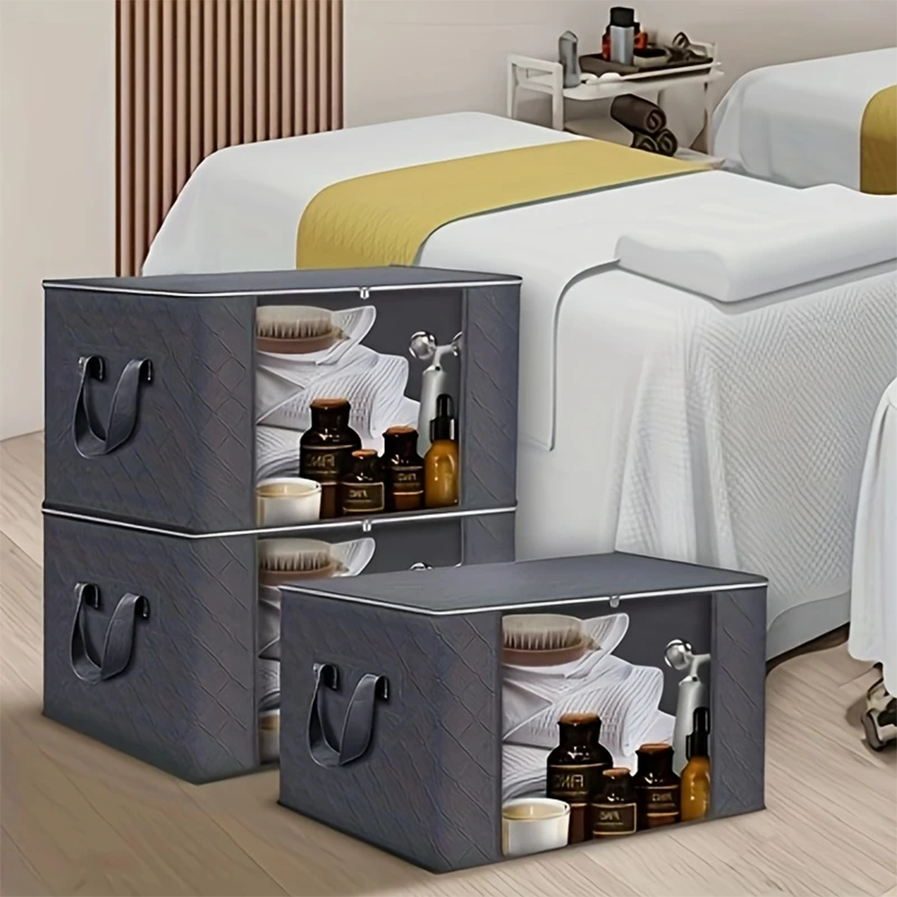 Contenedores de almacenamiento de ropa Organizadores de armario plegables Contenedores de almacenamiento para edredones de ropa, sábanas, almohadas y juguetes (gris)