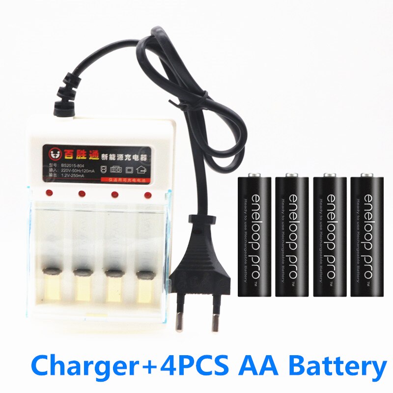100% Originele Voor Eneloop Aa Batterij 2500 Mah 1.2 V Ni-Lintern Camera Speelgoed Aa Pre Opgeladen Batterij + 1.2 V Aa Charger: Goud