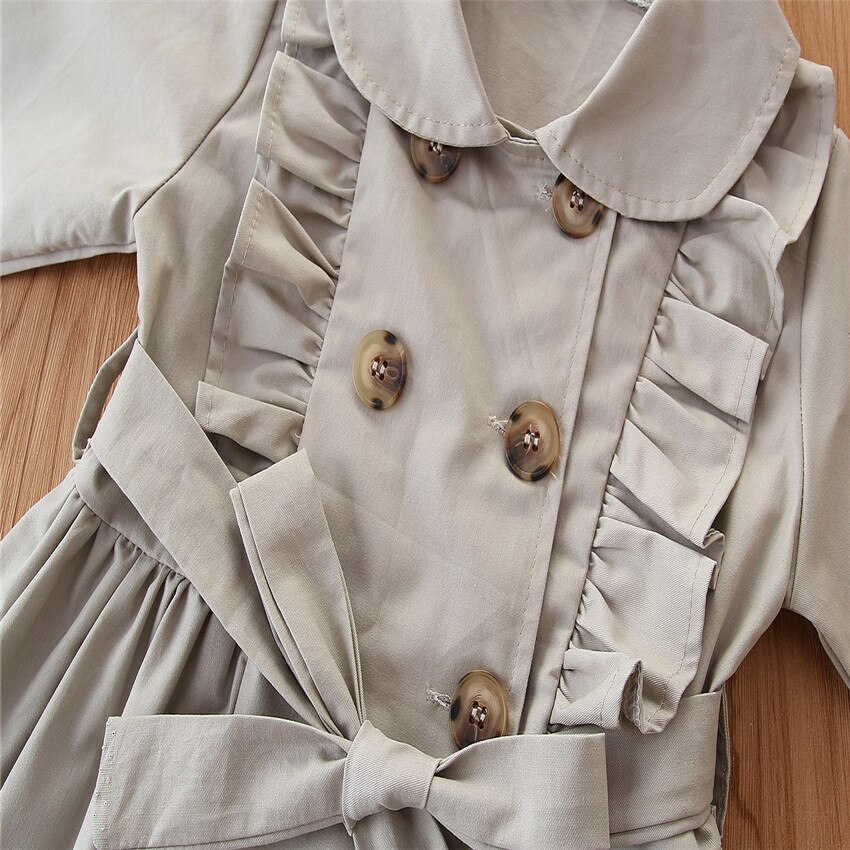Baby mädchen kleidung Baby mädchen frühling und herbst Mitte-länge einfarbig krawatte windjacke jacke mädchen baumwolle oben oberbekleidung