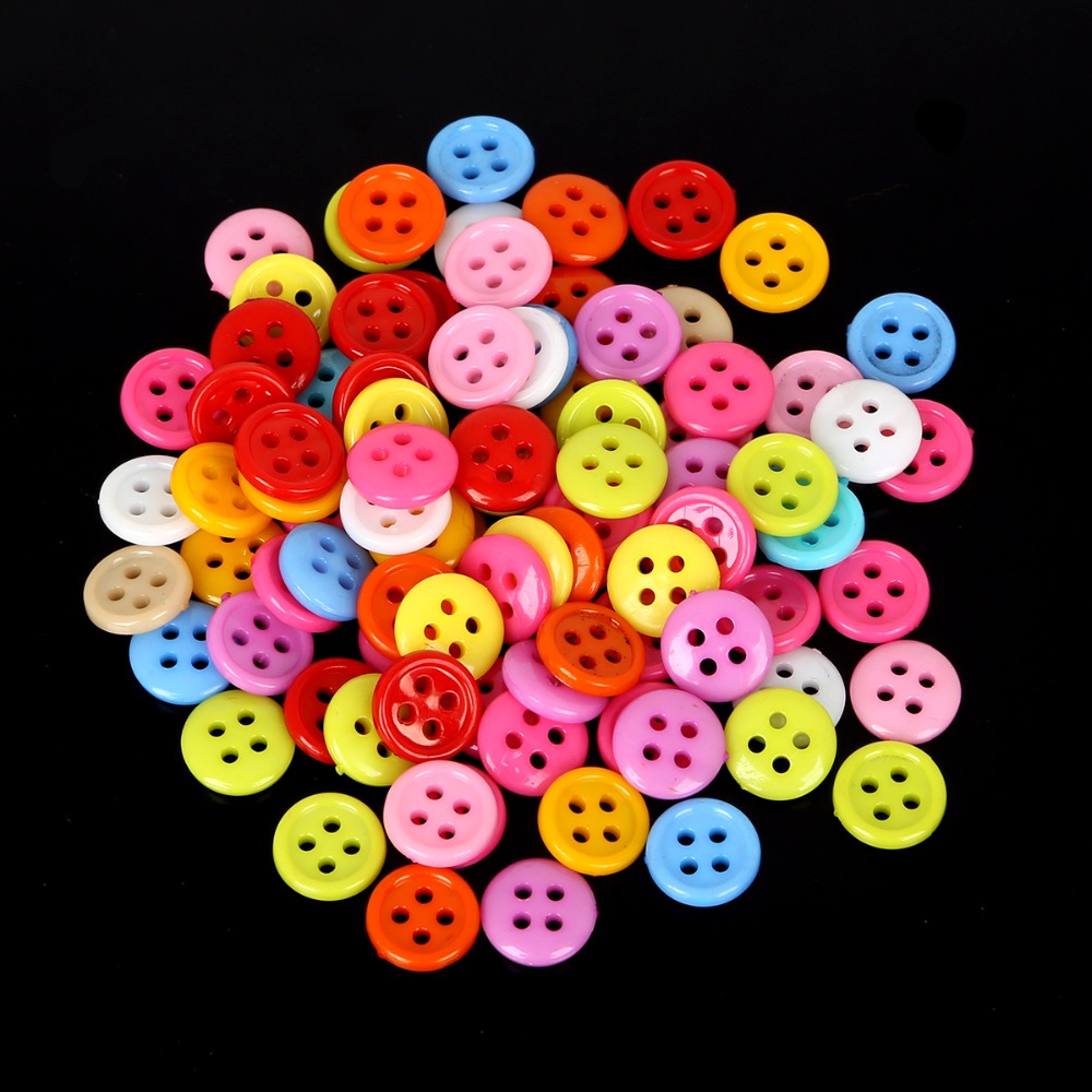 100 Pc Willekeurige Gemengde 4Hole Plastic Knoppen Voor Scrapbooking Ambachten Diy Baby Kinderen Kleding Naaien Accessoires Knop Decoratie