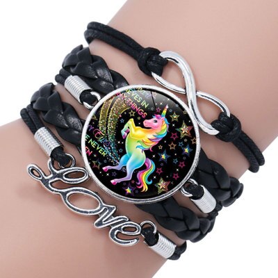 Pulsera trenzada de unicornio a la para niños, accesorios, joyería al por mayor