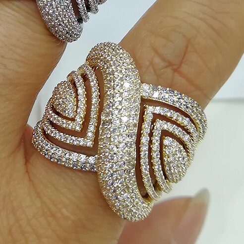 GODKI GRANDE Moda Di Lusso FOGLIA grassetto Dichiarazione Anelli per Le Donne Da Sposa di Fidanzamento Monili di Nozze baguette Zircon DELLA CZ Anelli: 7 / B oro