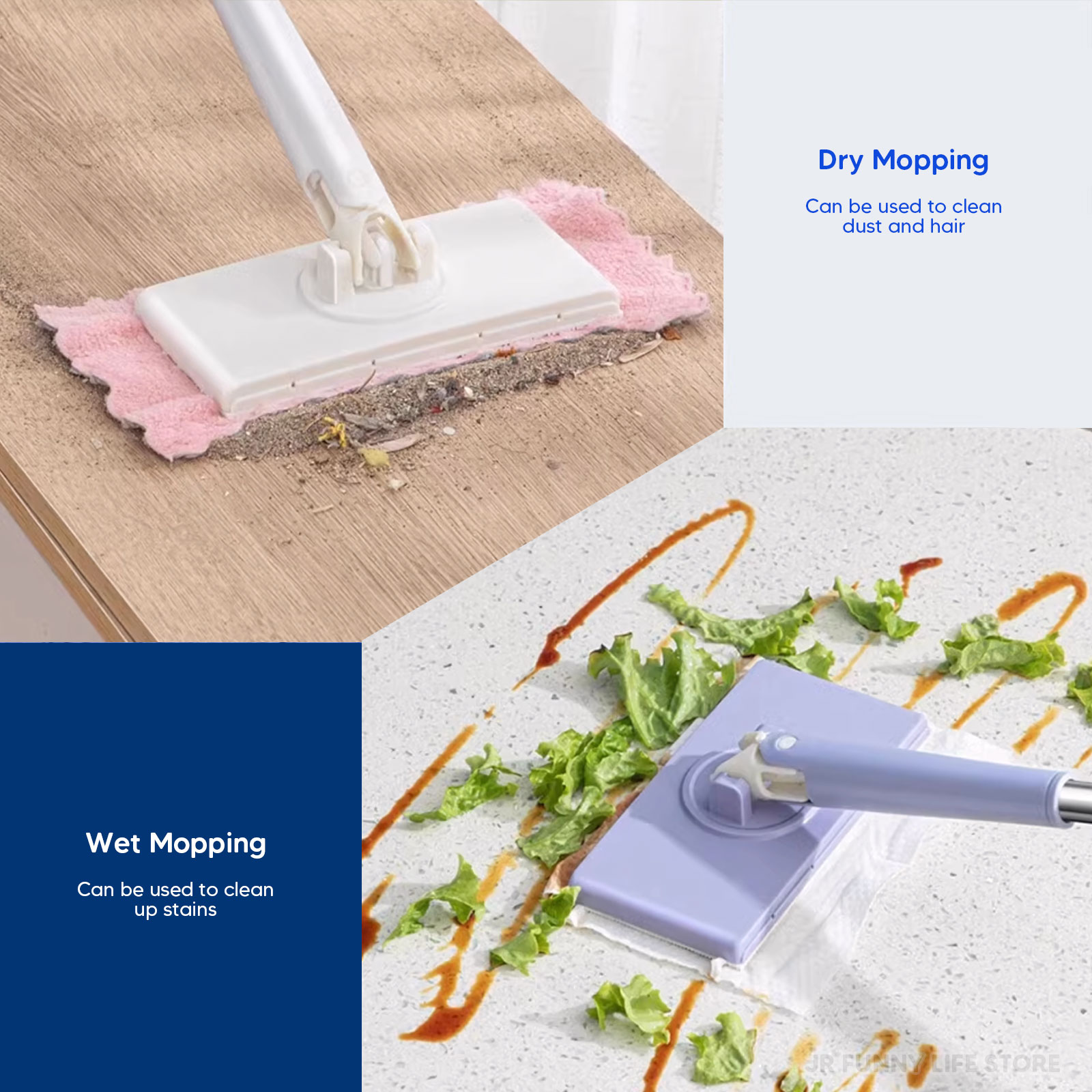 Trapeador de limpieza manos libres para suelos/ventanas 360 ° Mini fregona giratoria para toallitas húmedas, herramienta de limpieza de cocina para el hogar