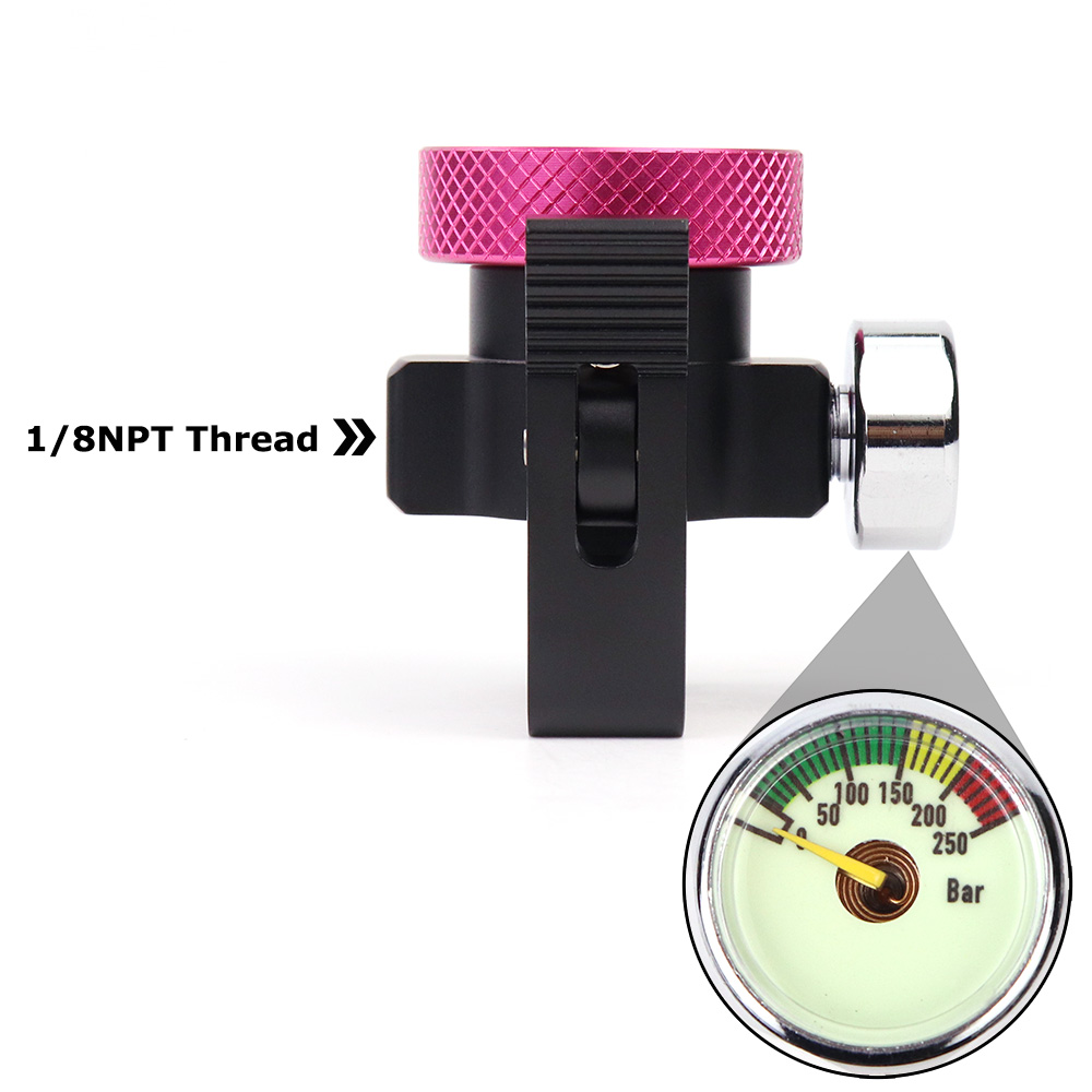 SODA roze Quick Connect CO2-cilinder navuladapter aan/uit-adapter met ontluchting en meter en snelstekker en DIN477: Donkergrijs