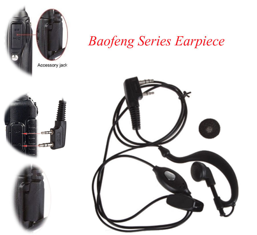 Baofeng UV5R Plus BF-888S Oorhaak Interphone Oortelefoon 2 Pin Oortelefoon Headset Ptt Met Microfoon Walkie Talkie Mini Draagbare