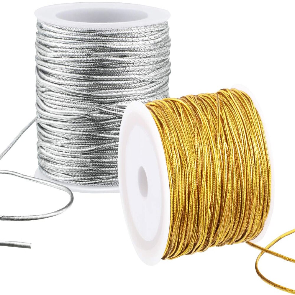 Rouleau de guirlandes métalliques, cordon élastique extensible, artisanat, fabrication de bijoux, emballage , ruban de noël, 1mm, 20M