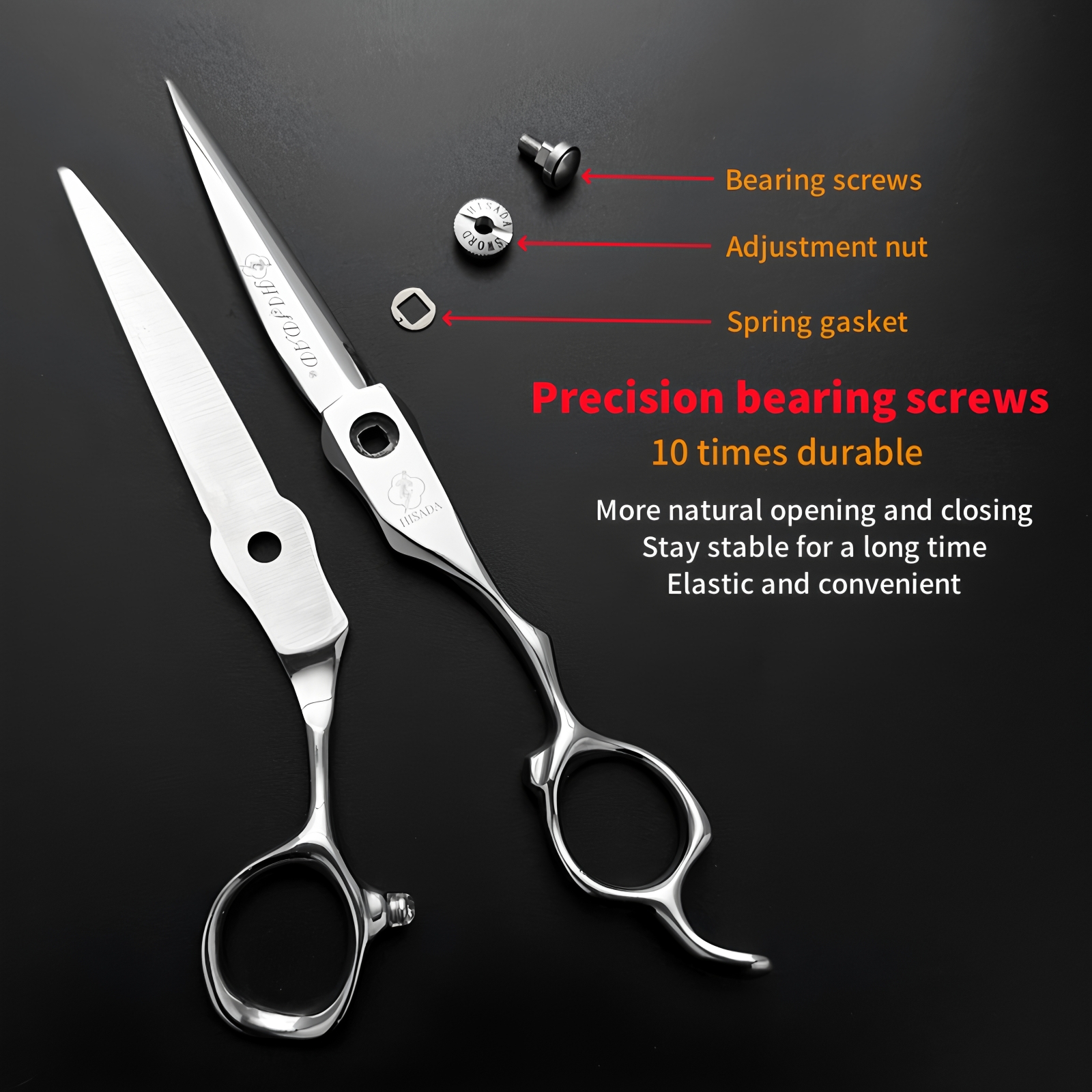HISADA Highend Barber Zubehör Professionelle Friseurschere, 6,0 7,0 fortschrittliche Schere mit schwarzer Beschichtung, VG10 Kobaltstahl,