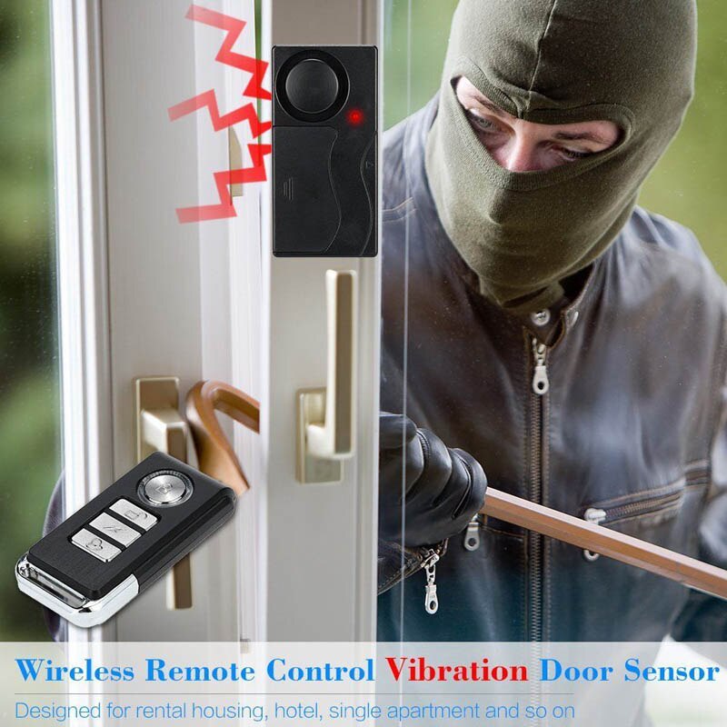 Wireless Anti-theft Alarm 105dB Loud Waterproof Door Vibration Alarm Intelligent Remote Control VH99