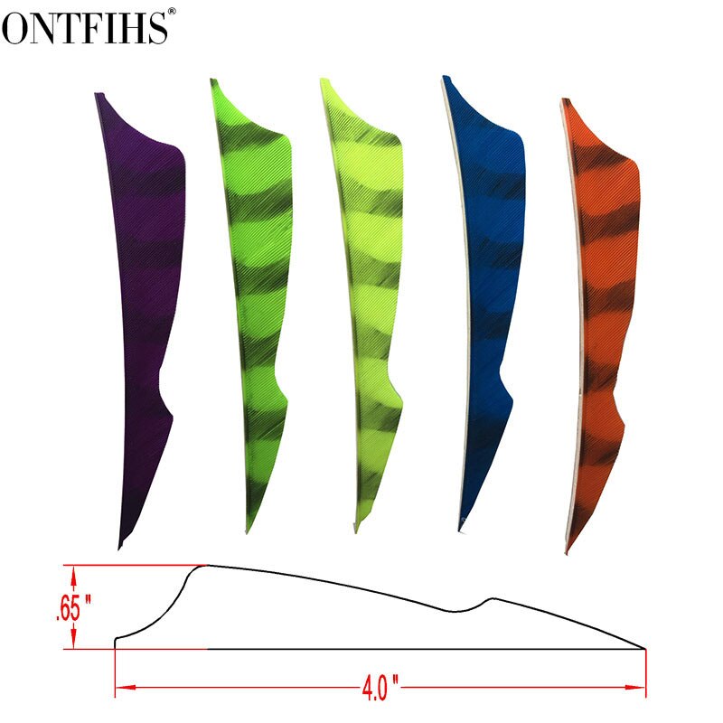 ONTFIHS RW-50 pièces 4 "rayé Double multicolore piqûre Arrrow plume Fletching pour tir à l'arc flèche accessoires Fletches plumes