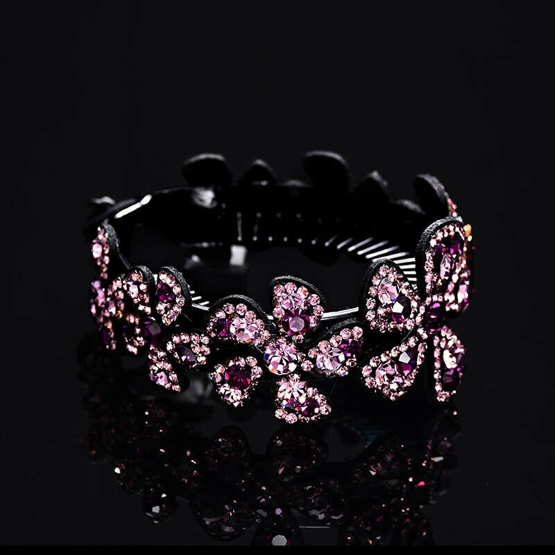 Di cristallo Del Rhinestone Artiglio Coda di Cavallo Bun Holder Pettine Dei Capelli Della Forcella di Modo Posticci Regalo Dei Monili Delle Donne Delle Ragazze di Capelli del Copricapo della Clip: Purple