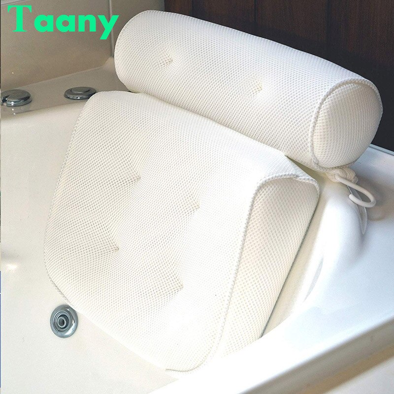 Cojín de baño SPA, suave, grueso, reposacabezas, almohada para bañera con respaldo, ventosa para cuello, cojín, accesorios de baño, suministros