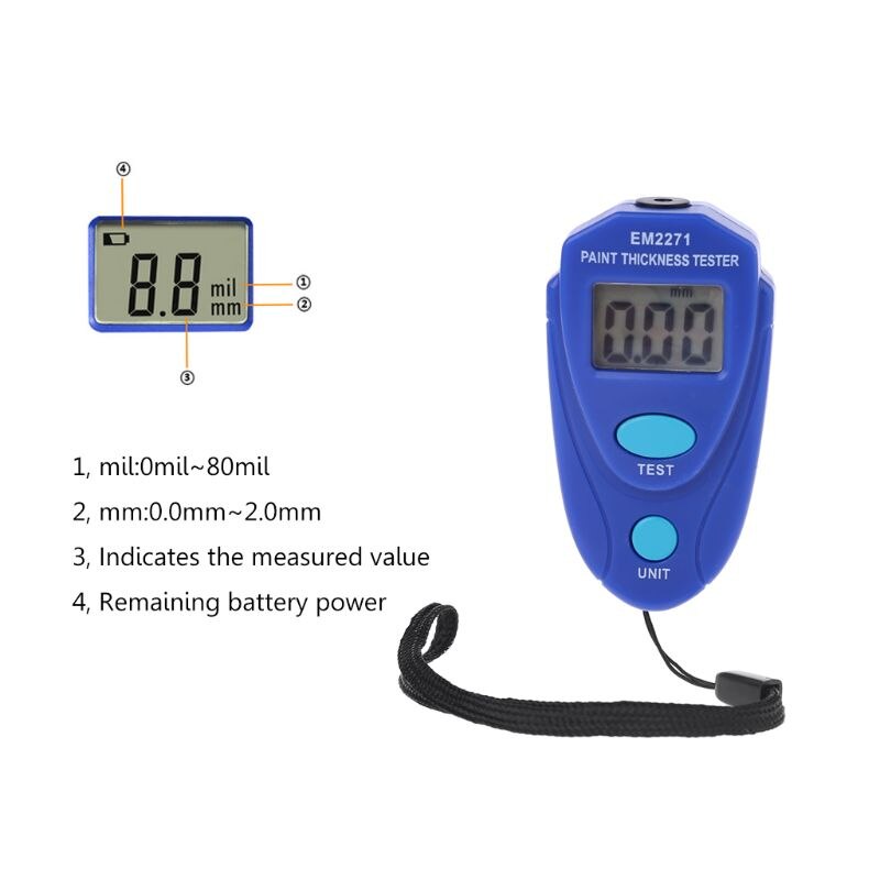 Em2271 digitale mini tykkelsesmåler bil lak tester tykkelse coating måler.