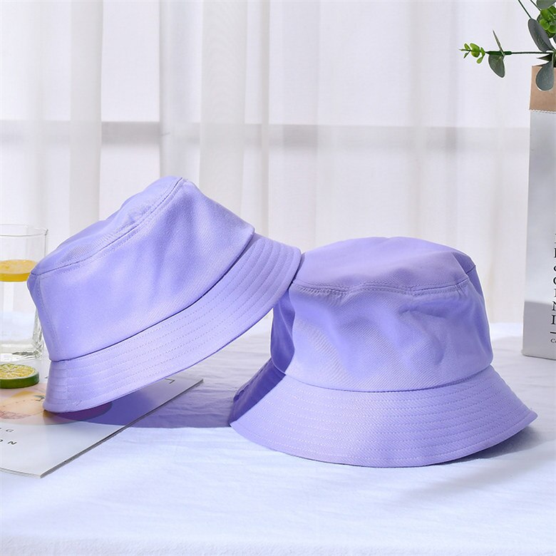 Nuovi cappelli a secchiello in cotone Unisex donna estate protezione solare cappello Panama uomo colore puro Sunbonnet fedora cappello da pescatore all&#39;aperto cappello da spiaggia: Viola / S